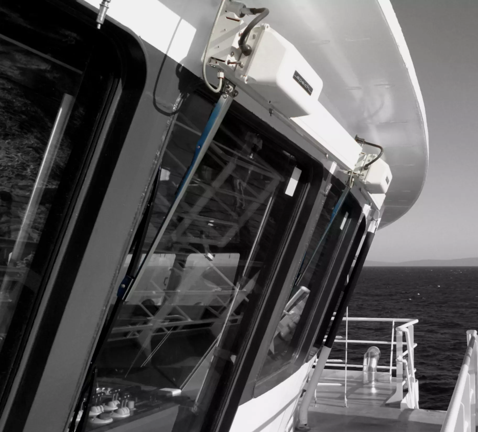 Speich wipers installed on a vessel bridge